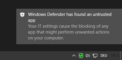windows defender notification