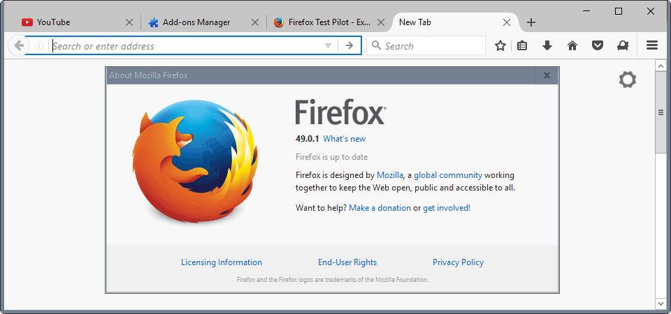 windows 10 firefox 45.0 blur bar