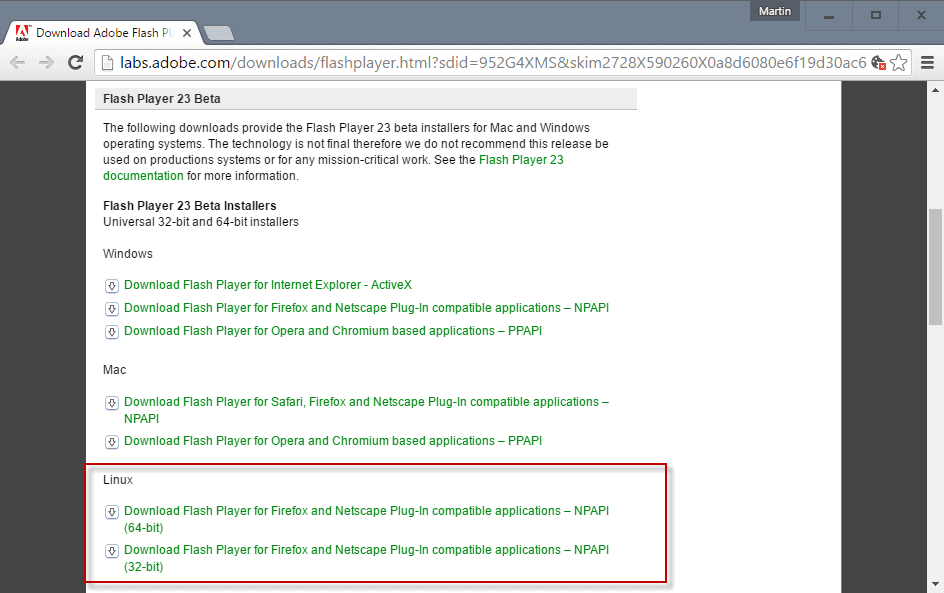 flash player linux
