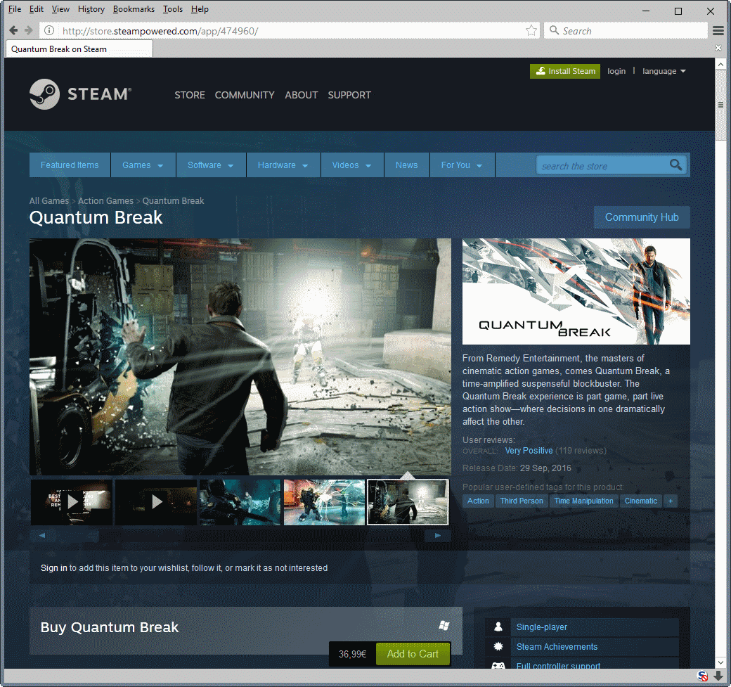 quantum break xbox store