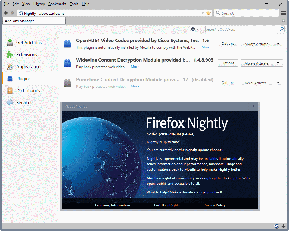 firefox 52 no plugins