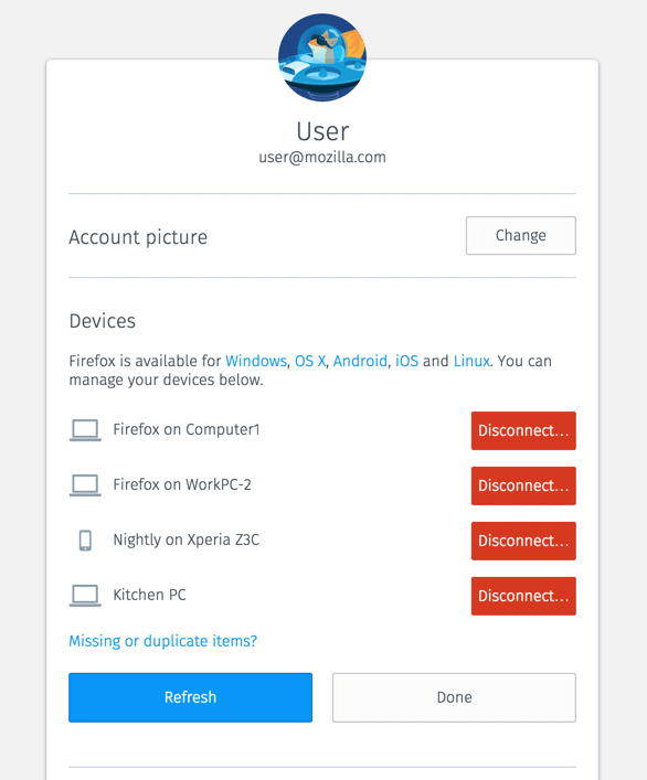 firefox account device management