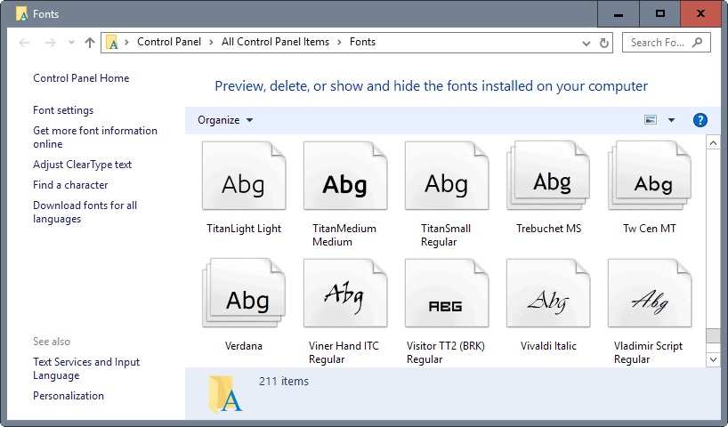 installed windows fonts