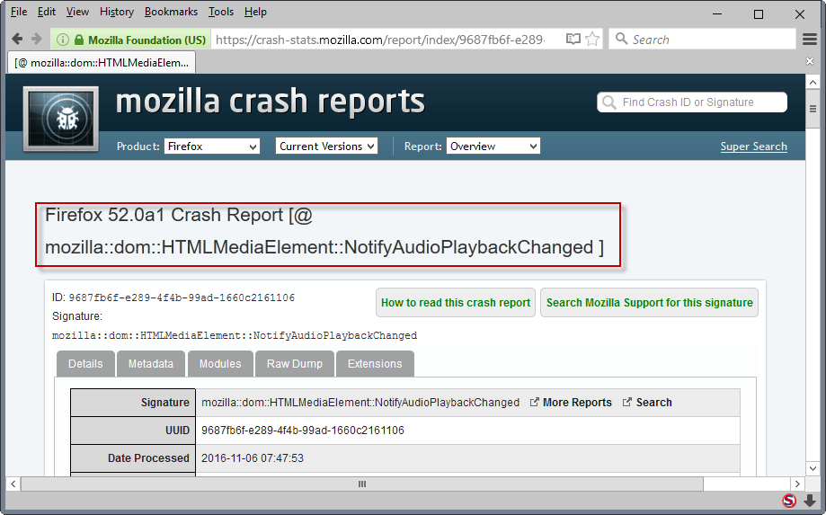 crash reason firefox