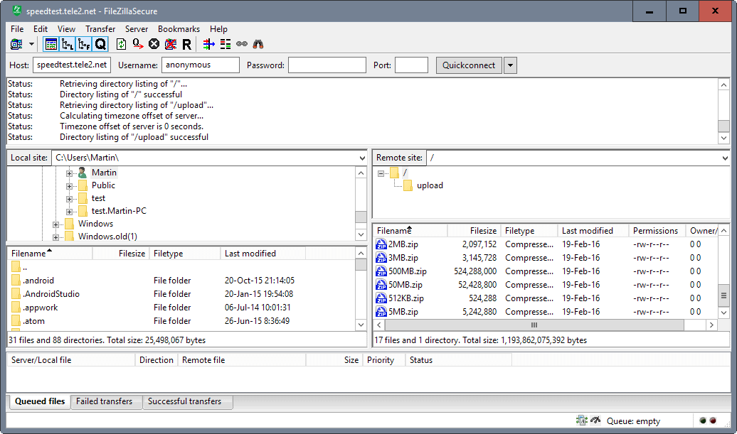 filezilla server 1.2.0