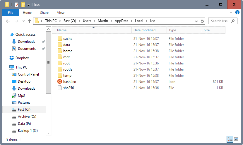 linux files windows