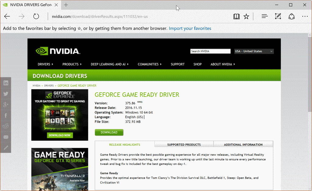 nvidia driver 375.86