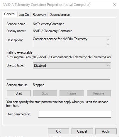 nvidia telemetry container service