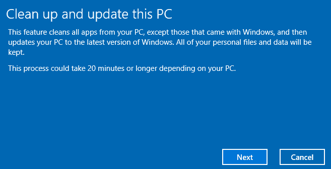 clean up update this pc