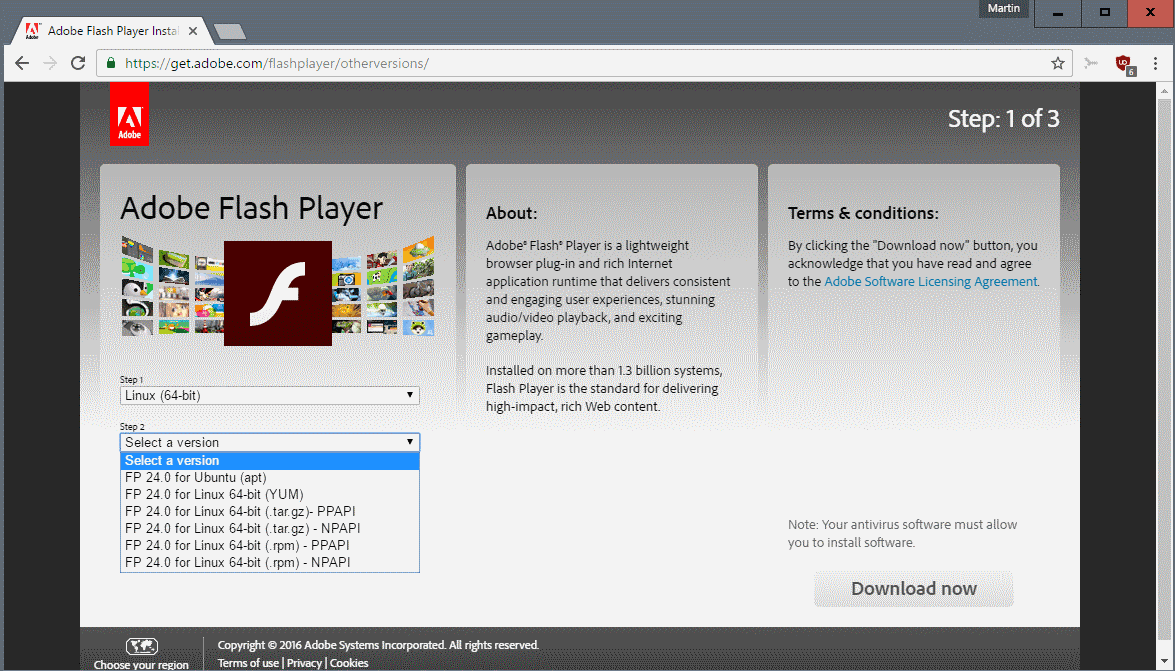 flash player 24 linux