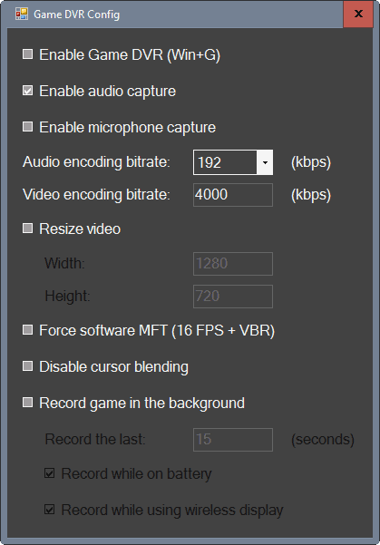 gamedvr config