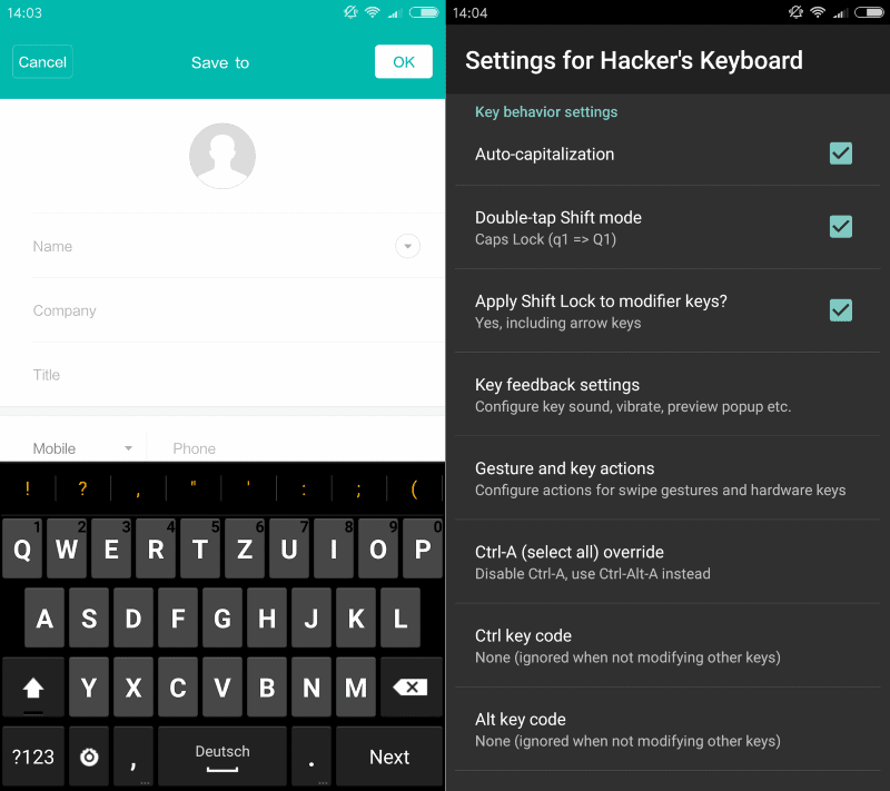 Android Hackers Keyboard, Provides All The Keys From A Physical Keyboard