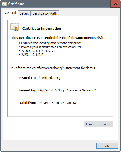 chrome certificate window