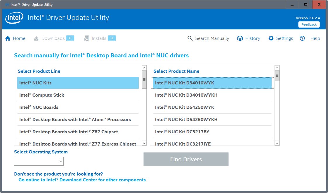 intel driver update utility manual search