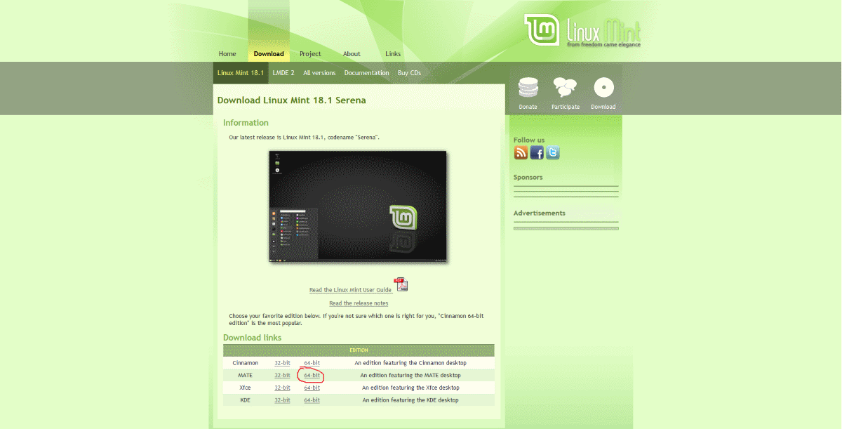 Linux Mint Download Page