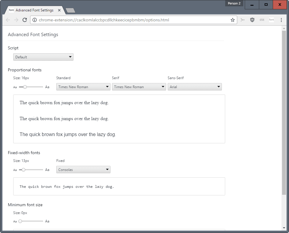 advanced font settings