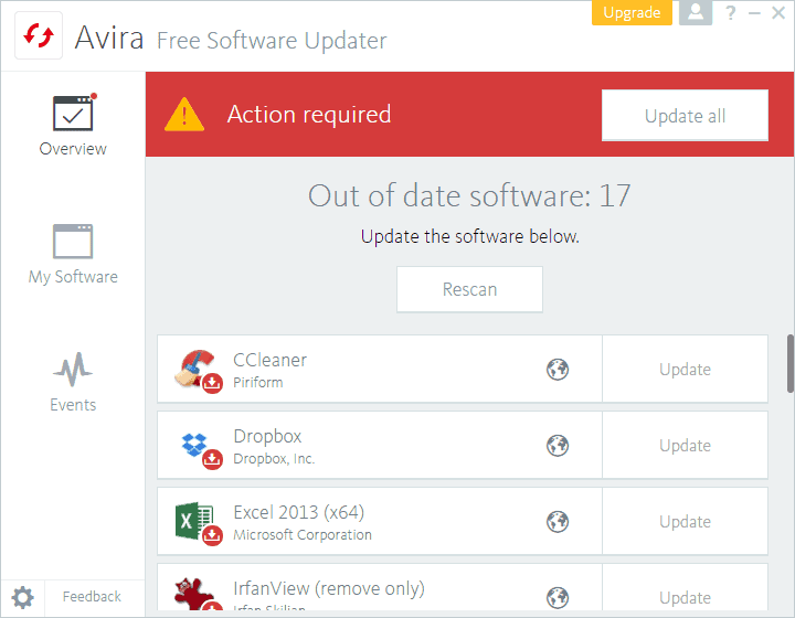 avira free software updater