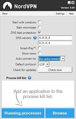 nordvpn client settings