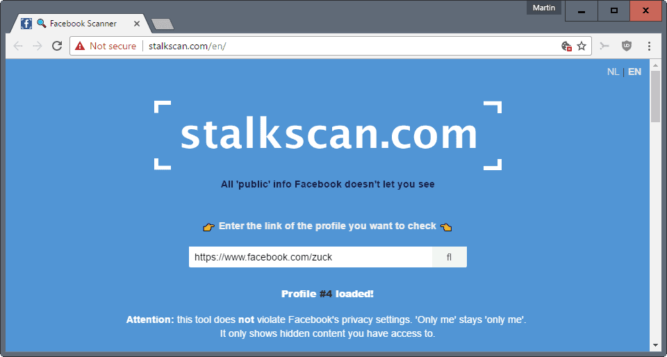 Stalkscan Look Up Public Facebook Info Ghacks Tech News