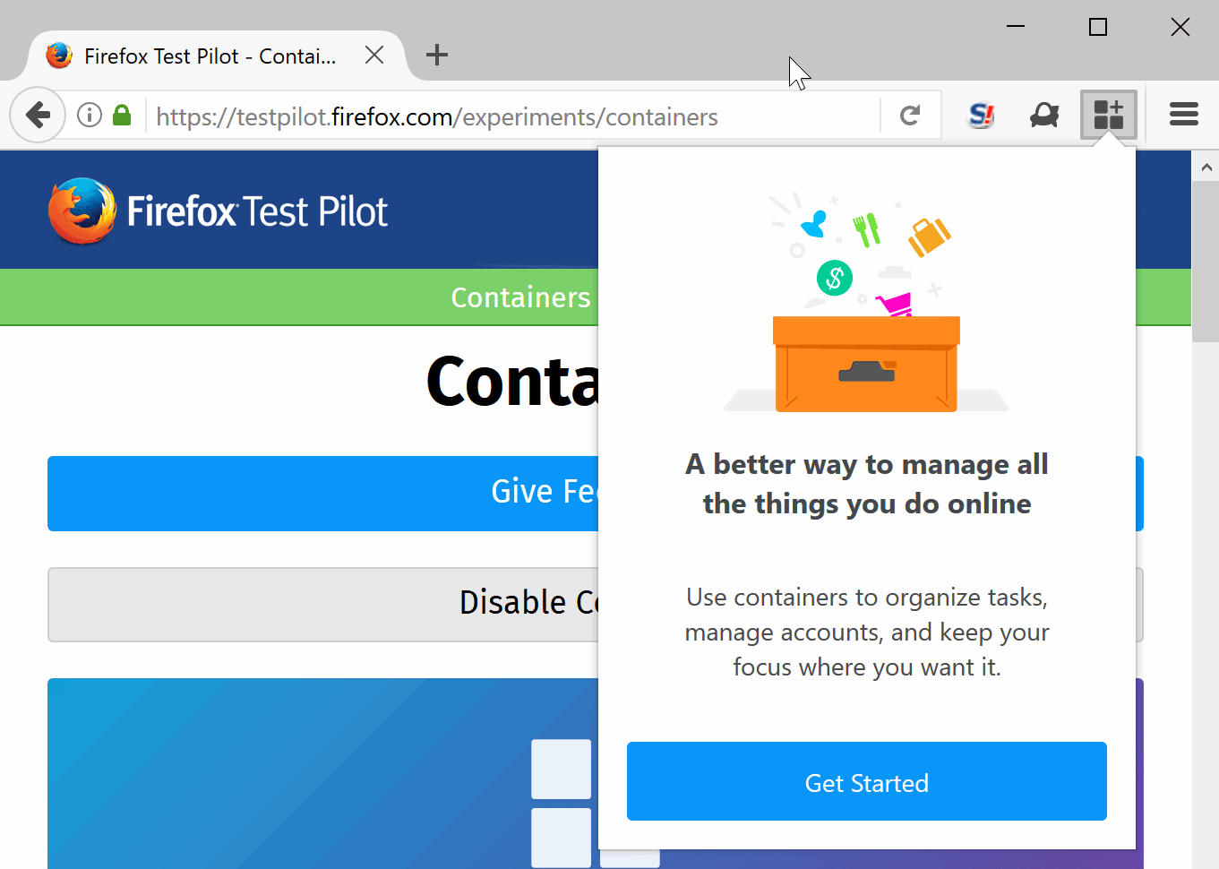 firefox testpilot containers