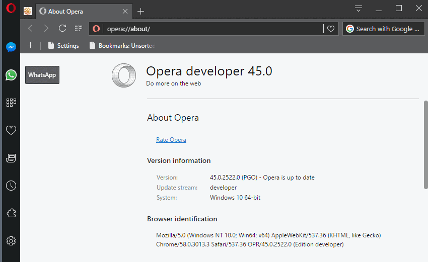 opera 45 whatsapp