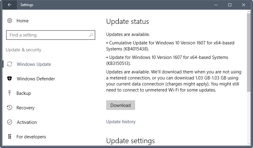 windows 10 kb4015438