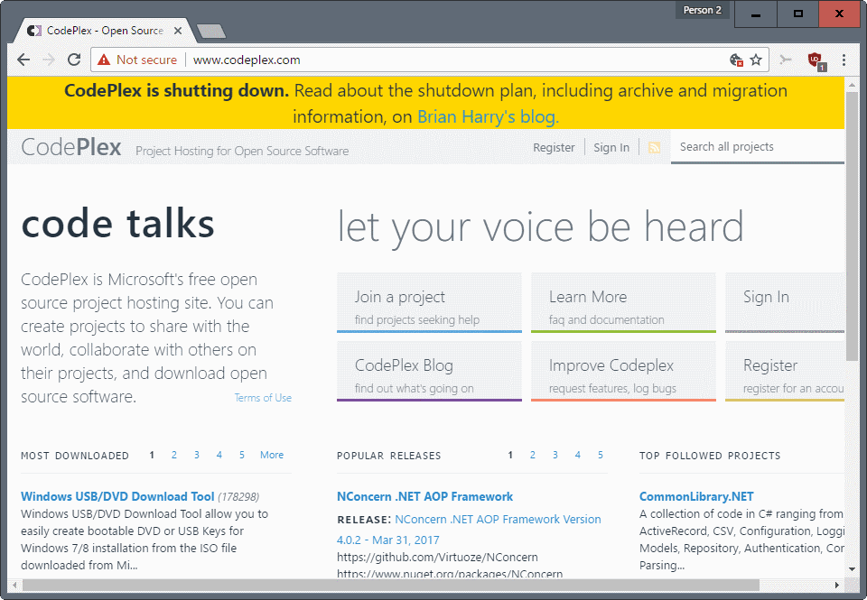 codeplex shutting down