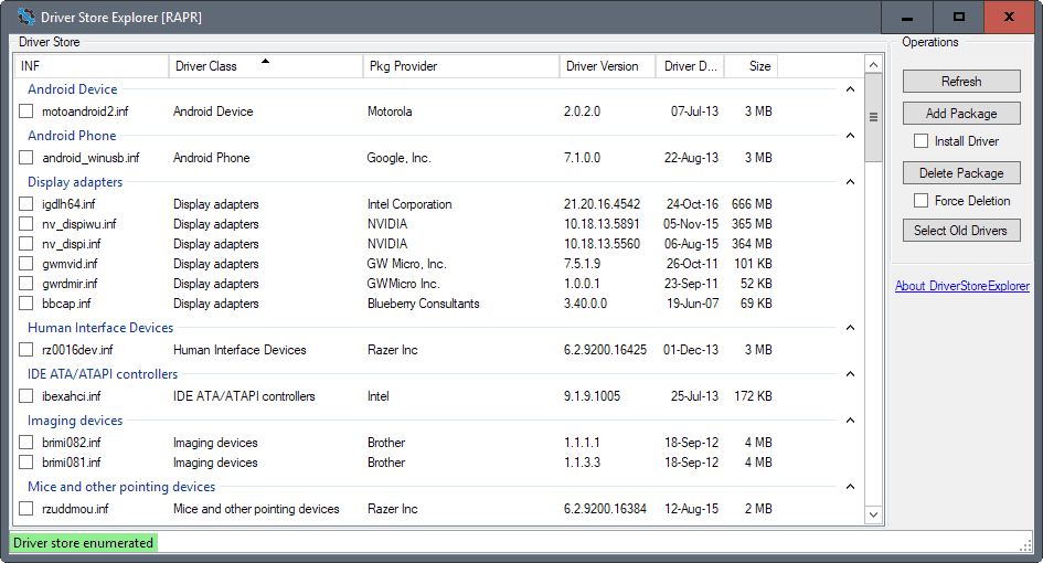 driver store explorer