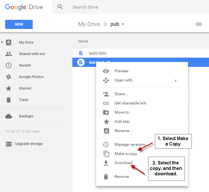 cant download folder from google drive