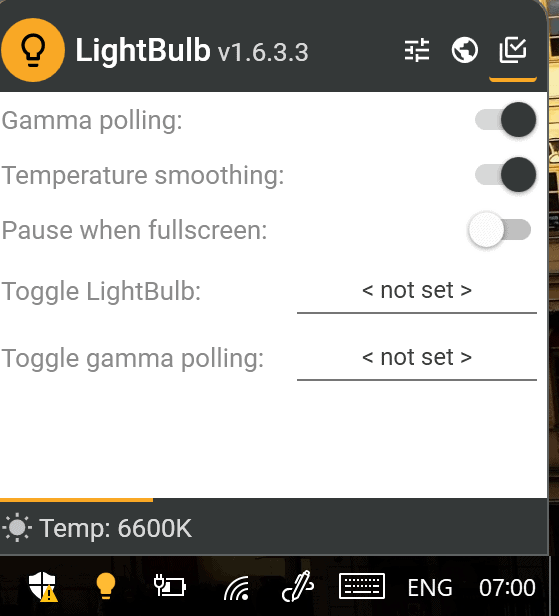 lightbulb advanced options