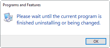 please wait uninstalling error