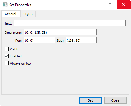 set window properties