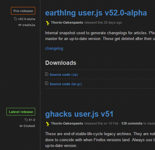 user js releases
