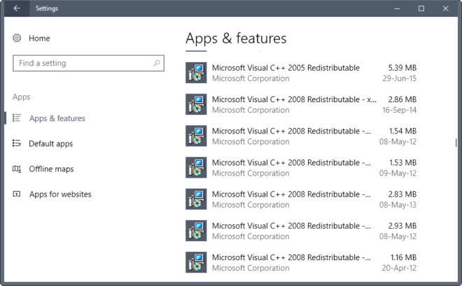 microsoft visual c++ redistributables