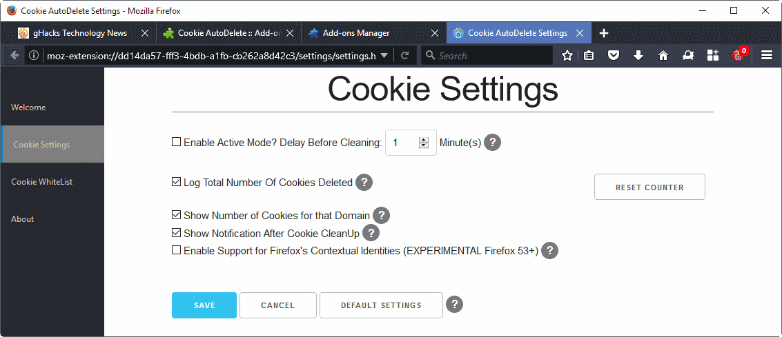 cookie autodelete