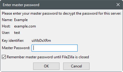 filezilla enter master password