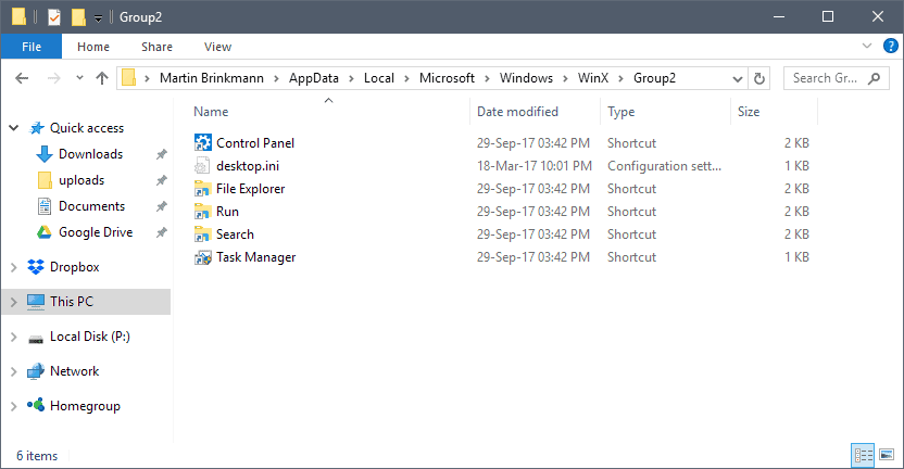 windows-x menu edit