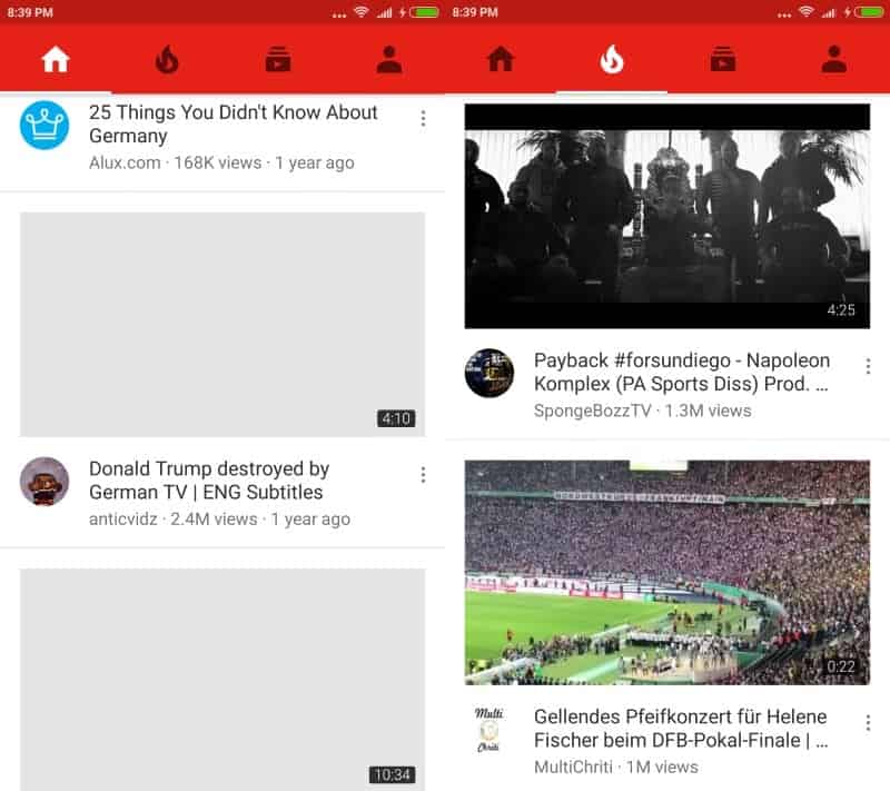 youtube android old layout