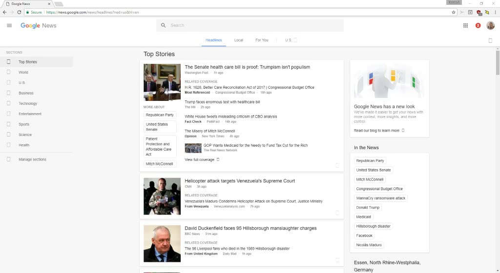 google news whitespace