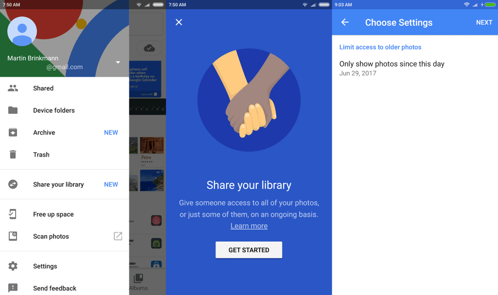 google photos share your library