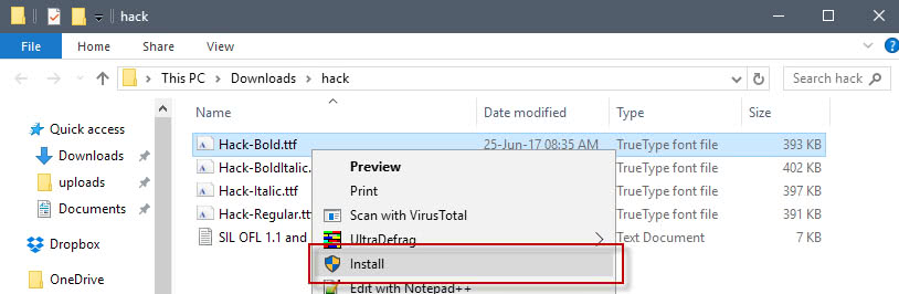 how to install otf fonts in windows 10