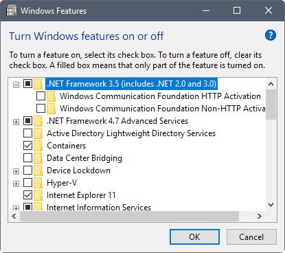 install net framework windows 10