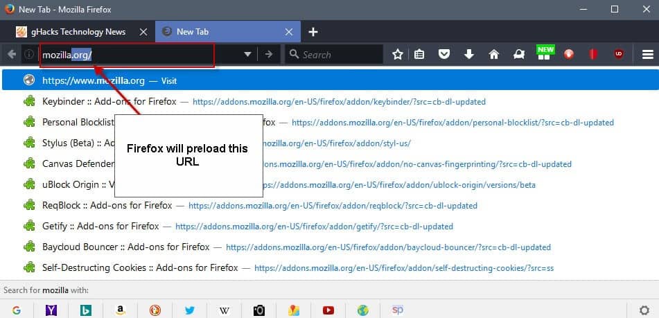 firefox URL autocomplete