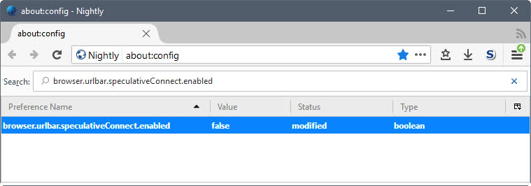 firefox browser urlbar speculativeconnect enabled