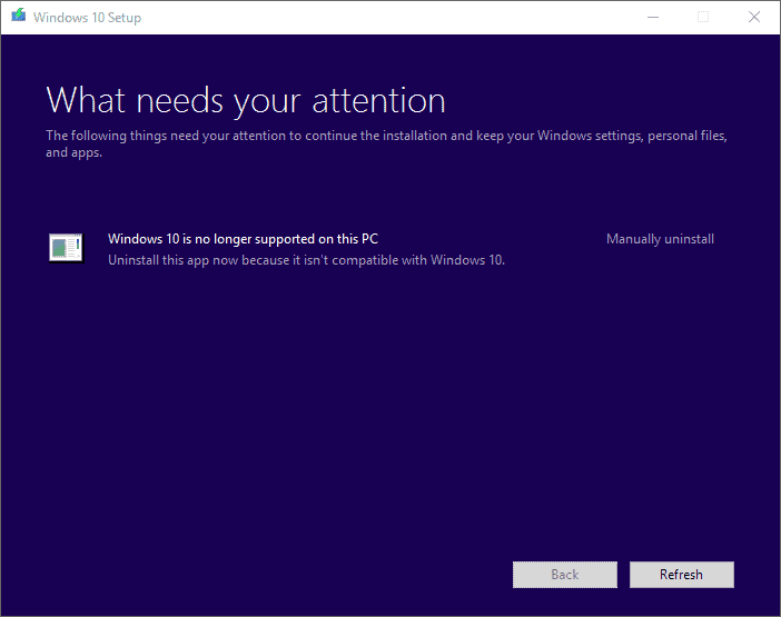 windows 10 no longer supported