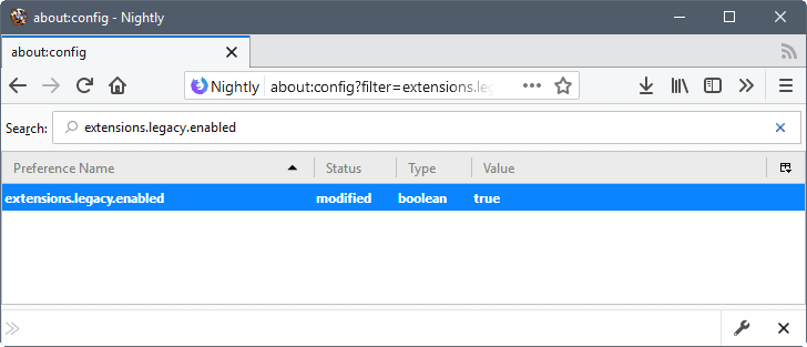 firefox extensions legacy enabled