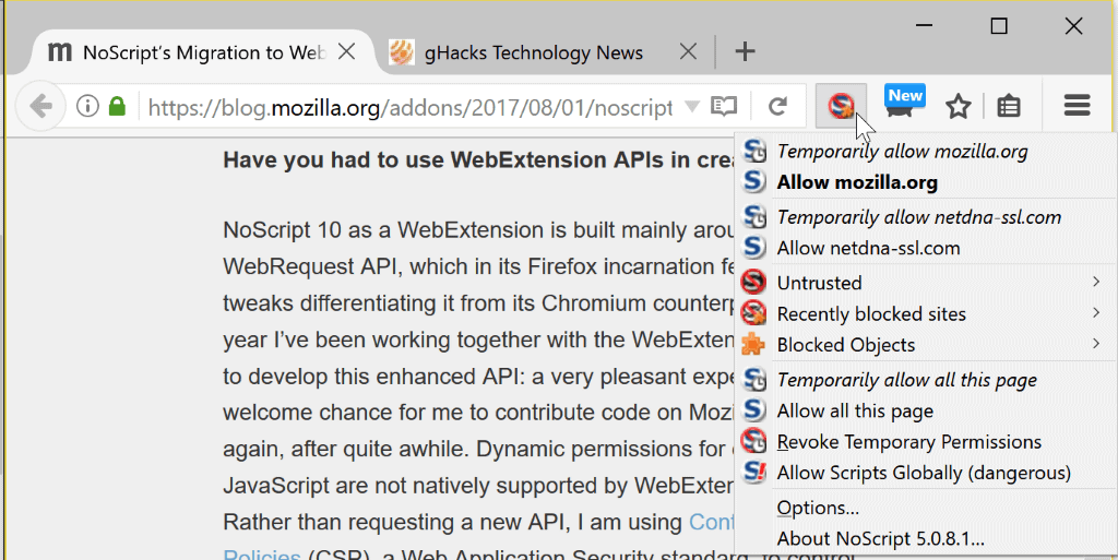 webextension gbrowser
