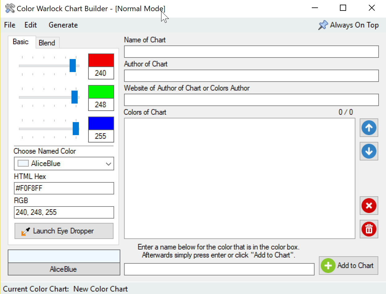 color chart editor