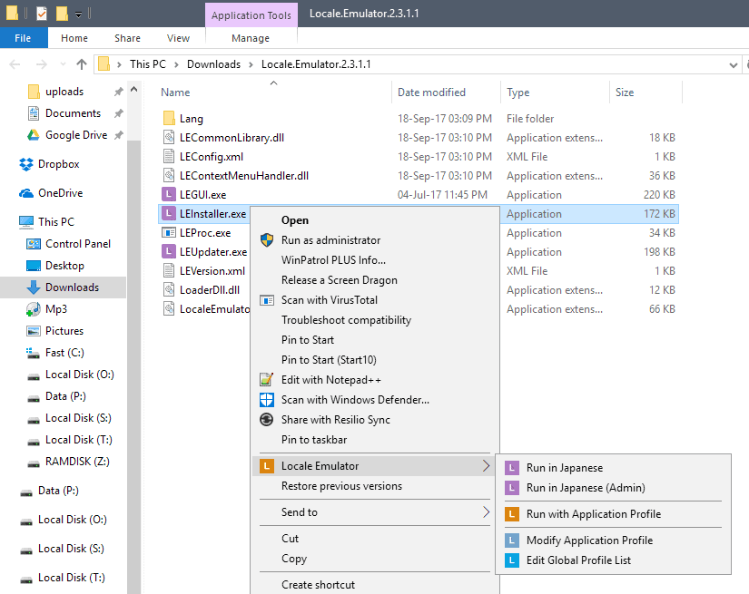 use locale emulator in non administrator